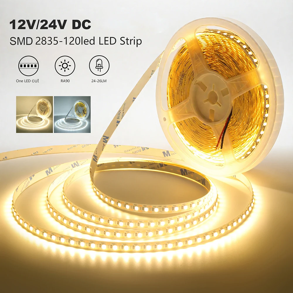 12V 24V 2835 5m Led Strip Light 1 LED Cut 5mm 8mm PCB SMD 120LEDs/m High Brightness Flexible LED Ribbon Tape for Home Lighting
12V 24V 2835 5m Led Strip Light 1 LED Cut 5mm 8mm PCB SMD 120LEDs/m High Brightness Flexible LED Ribbon Tape for Home Lighting