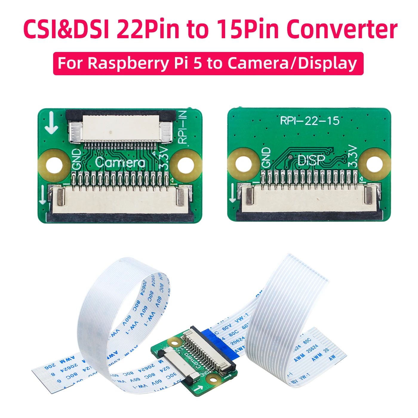 Raspberry Pi 5 22-контактный в 15-контактный преобразователь CSI DSI для RPI 5, подключение к дисплею камеры + 15-контактный 22-контактный FFC 15 см для RPI 5 Pi5
Raspberry Pi 5 22-контактный в 15-контактный преобразователь CSI DSI для RPI 5, подключение к дисплею камеры + 15-контактный 22-контактный FFC 15 см для RPI 5 Pi5
