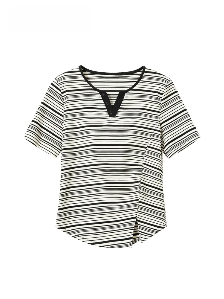 Summer New plus Size Women's T-shirt Casual Stripe V-neck Short Sleeve Regular Fit Commute Style Polyester Fiber Big Shoulder
Summer New plus Size Women's T-shirt Casual Stripe V-neck Short Sleeve Regular Fit Commute Style Polyester Fiber Big Shoulder