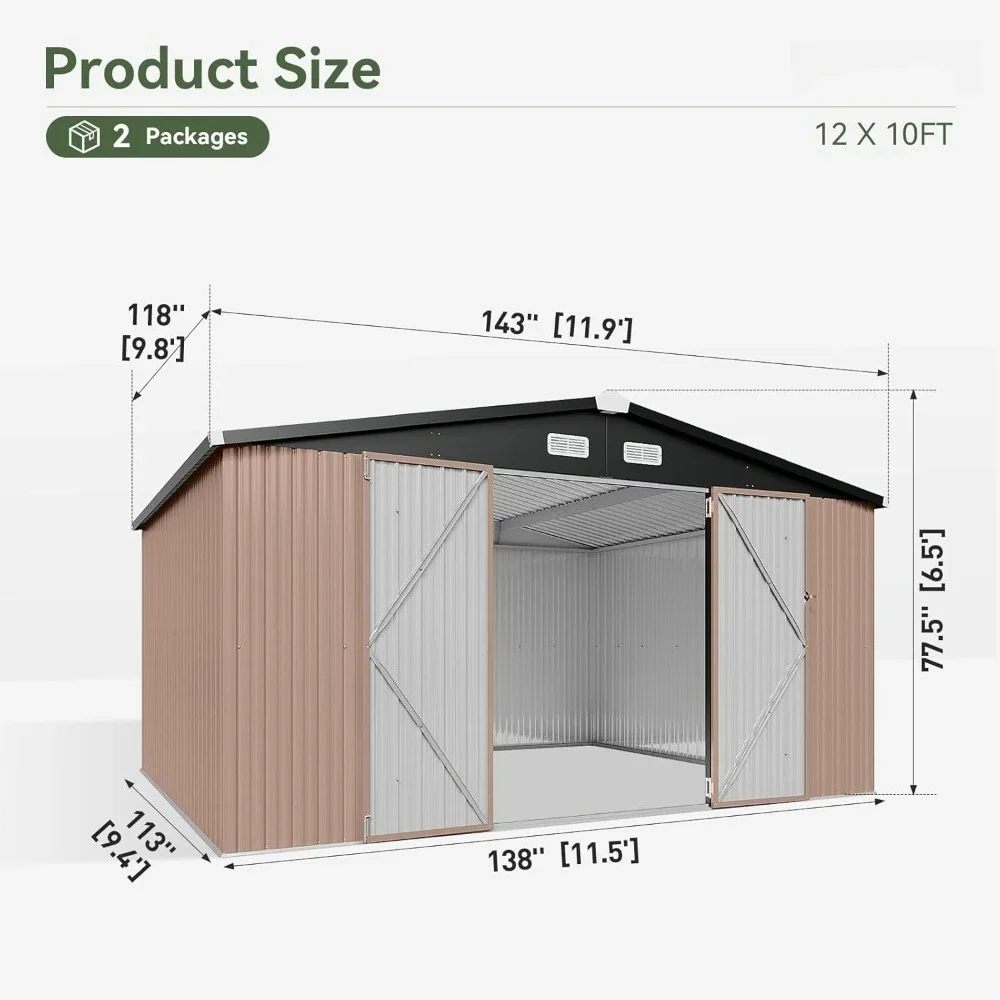 12x10 FT Tool Shed, Metal Outdoor Waterproof Storage Shed, Steel Utility Garden, with Door & Lock Outdoor Storage, Tool Shed
12x10 FT Tool Shed, Metal Outdoor Waterproof Storage Shed, Steel Utility Garden, with Door & Lock Outdoor Storage, Tool Shed