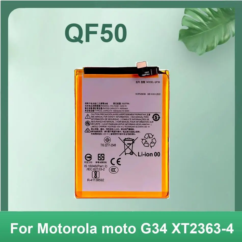 5000Mah QF50 Battery For Motorola Moto G34 XT2363-4 Premium High-Capacity Mobile Phone
5000Mah QF50 Battery For Motorola Moto G34 XT2363-4 Premium High-Capacity Mobile Phone
