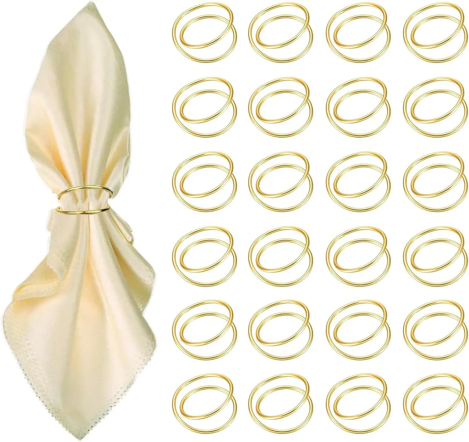 Gold Metal Napkin Rings 24-Pack Spiral Napkin Holders for Wedding Party Dinner Table Decor
Gold Metal Napkin Rings 24-Pack Spiral Napkin Holders for Wedding Party Dinner Table Decor