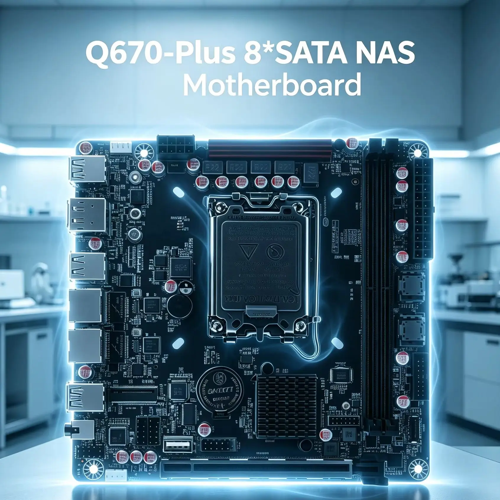 8Bay NAS Firewall Mainboard Intel Q670 vPro LGA1700 12/13/14th Gen 3×NVMe 2×SFF-8643 PCIE5.0x16 Dual DDR5 2×2.5G LAN Motherboard
8Bay NAS Firewall Mainboard Intel Q670 vPro LGA1700 12/13/14th Gen 3×NVMe 2×SFF-8643 PCIE5.0x16 Dual DDR5 2×2.5G LAN Motherboard