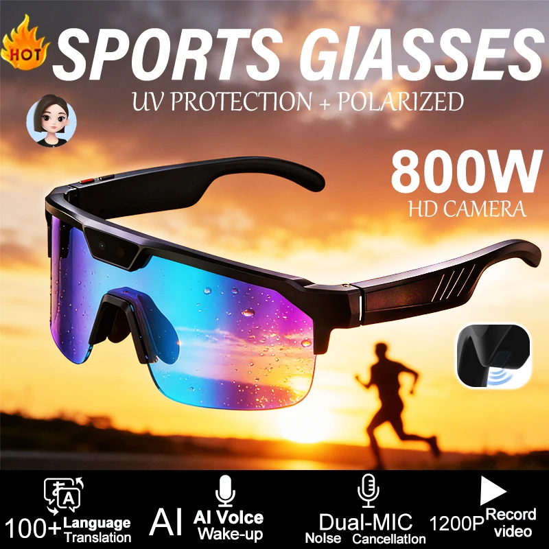 New Cycling Glasses Real-time Translation AI Conversation AI Picture Recognition Voice Assistant 8MP HD Camera Cycling Glasses
New Cycling Glasses Real-time Translation AI Conversation AI Picture Recognition Voice Assistant 8MP HD Camera Cycling Glasses