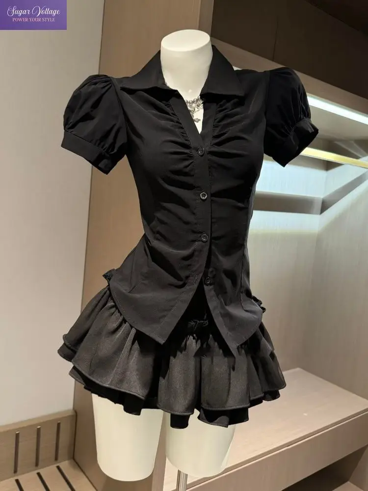 Coquette Sweet Puff Sleeve 2 Piece Set Women Slim Fit Ruched Button Down Shirt Ruffle Mini Skirt Casual Party Date Night Outfit
Coquette Sweet Puff Sleeve 2 Piece Set Women Slim Fit Ruched Button Down Shirt Ruffle Mini Skirt Casual Party Date Night Outfit