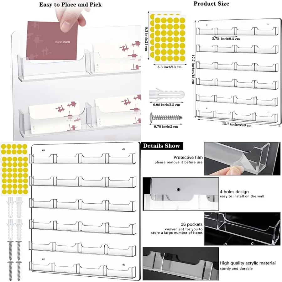 Business Card Holder Wall Mount Clear Sticker Display Marketing Holder Acrylic Business Card Stand Multi Pocket Rack Organizer
Business Card Holder Wall Mount Clear Sticker Display Marketing Holder Acrylic Business Card Stand Multi Pocket Rack Organizer