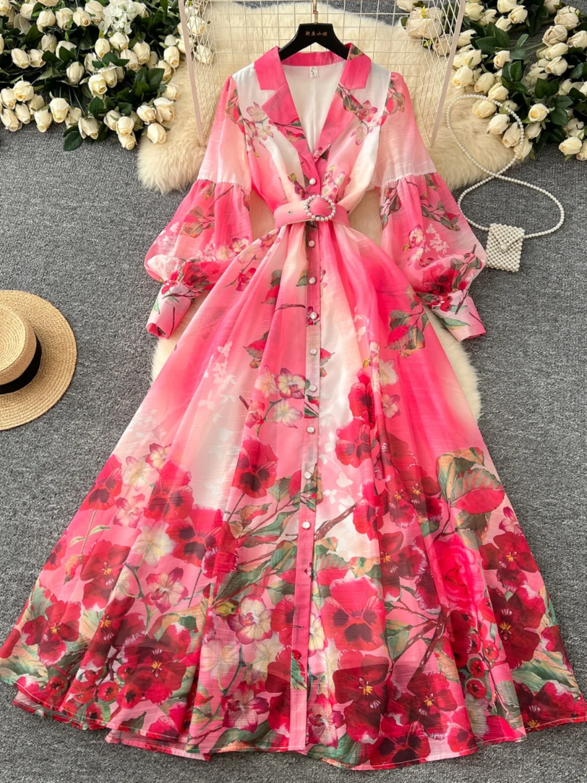 High-End Women's Print Long Dr Winter New Sle Courtly Waist-Cinching Suit Collar Lantern Sve A-Line Korean Version
High-End Women's Print Long Dr Winter New Sle Courtly Waist-Cinching Suit Collar Lantern Sve A-Line Korean Version