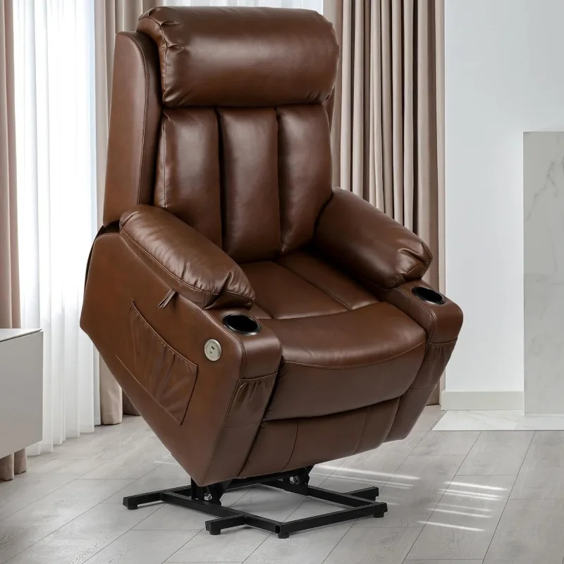 Power Lift Recliner Chair for Elderly, Faux Leather Recliner Chair with Massage Heat, 2 Cup Holders, 2 Side & Front Pockets
Power Lift Recliner Chair for Elderly, Faux Leather Recliner Chair with Massage Heat, 2 Cup Holders, 2 Side & Front Pockets