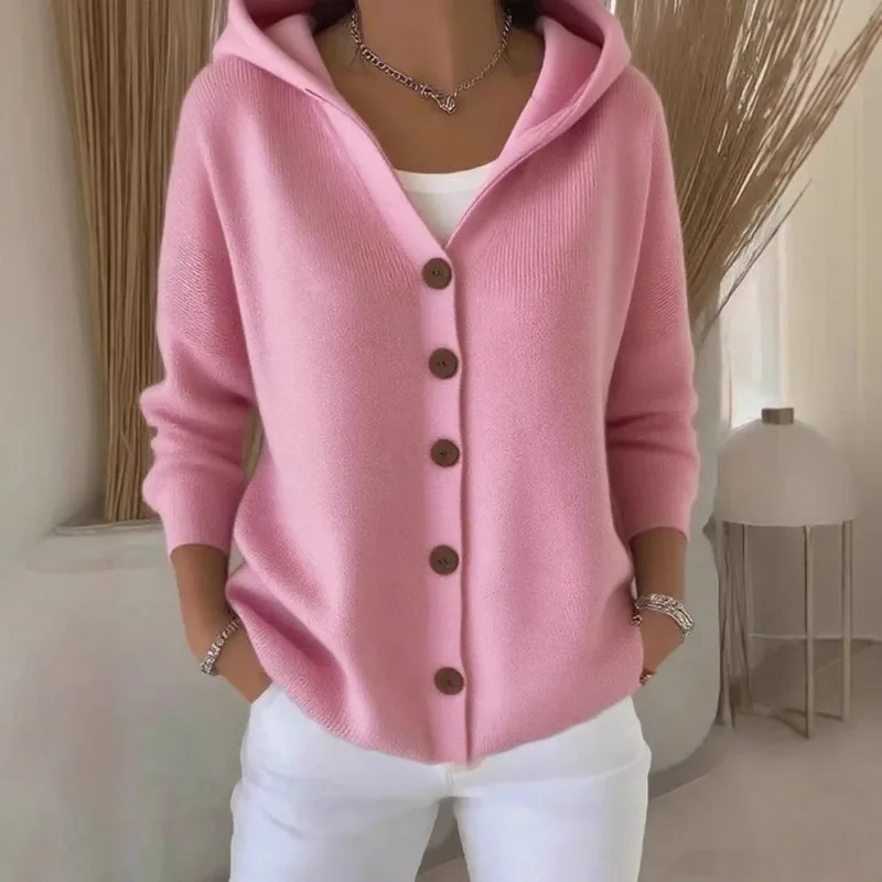 Autumn Women's Long Sleeve Sweater Button Cardigan Hooded Pink Fashion Simple Spring Top Red Sweater Jacket
Autumn Women's Long Sleeve Sweater Button Cardigan Hooded Pink Fashion Simple Spring Top Red Sweater Jacket