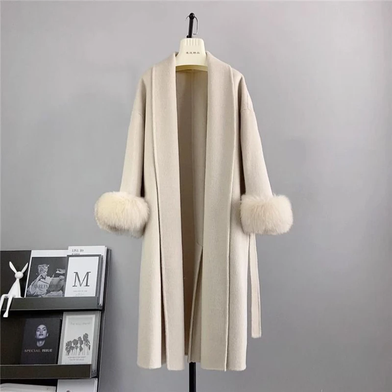 New Spring Winter Warm Faux Fur Long Woolen Coat Women Elegant Warm Wool Blend Trench Coat With Belt Fashion Outerwear
New Spring Winter Warm Faux Fur Long Woolen Coat Women Elegant Warm Wool Blend Trench Coat With Belt Fashion Outerwear
