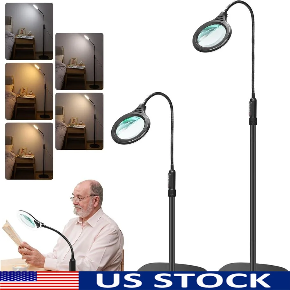 10X Magnifying Glass with Light Flexible Gooseneck Floor Lamp 5 Color Modes Dimmable LED Clamp Design Detailed Work
10X Magnifying Glass with Light Flexible Gooseneck Floor Lamp 5 Color Modes Dimmable LED Clamp Design Detailed Work