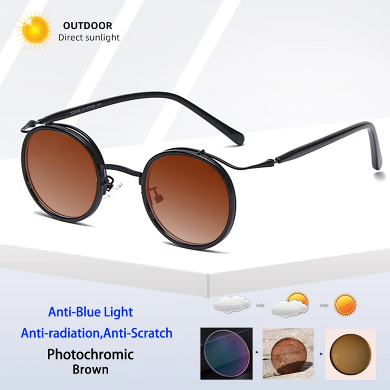 New Retro Round Carved Alloy Frame Photochromic Grey Brown Multifunction Reading Glasses Men Anti Blue Light Hyperopia Eyewear
New Retro Round Carved Alloy Frame Photochromic Grey Brown Multifunction Reading Glasses Men Anti Blue Light Hyperopia Eyewear