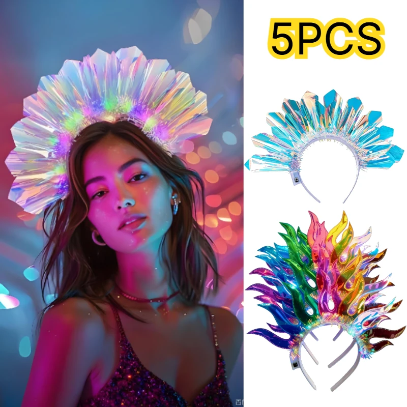 5PCS Glowing Laser Headband Hair Hoop Colorful LED with 3 Flash Modes Luminous Film Festival Headwear Parties Festivals Decor
5PCS Glowing Laser Headband Hair Hoop Colorful LED with 3 Flash Modes Luminous Film Festival Headwear Parties Festivals Decor