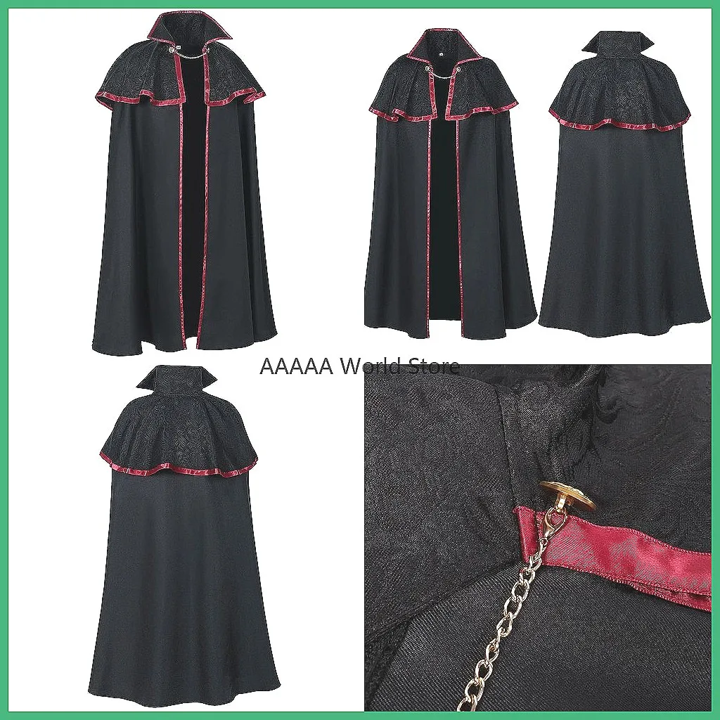 Vampire Dracula Cape with Metal Chain, Medieval Royal Prince Cloak for Halloween Steampunk Costume
Vampire Dracula Cape with Metal Chain, Medieval Royal Prince Cloak for Halloween Steampunk Costume