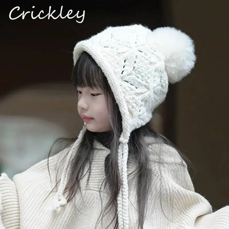 Winter Children Ear Protection Hats Cute Pompom Solid Girls Knitted Caps Windproof Soft Warm Kids Hats Bonnet
Winter Children Ear Protection Hats Cute Pompom Solid Girls Knitted Caps Windproof Soft Warm Kids Hats Bonnet