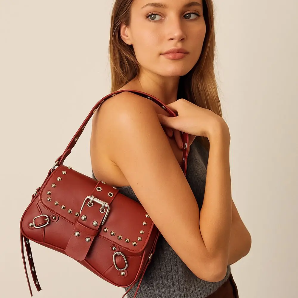 Trendy Punk Style Y2K Armpit Bag Sweet Cool Large Capacity Rivet Shoulder Bag American Style Handbag Underarm Bag Outing
Trendy Punk Style Y2K Armpit Bag Sweet Cool Large Capacity Rivet Shoulder Bag American Style Handbag Underarm Bag Outing