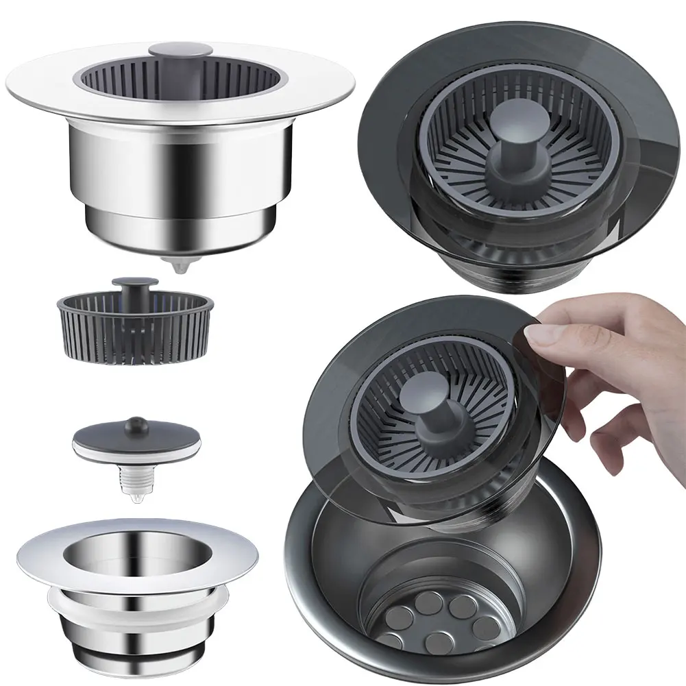 3 In 1 Kitchen Sink Drain Strainer Anti-Clogging Basket Strainer Stopping Blockage Bouncing Core Home Kitchen Bathroom Supplies
3 In 1 Kitchen Sink Drain Strainer Anti-Clogging Basket Strainer Stopping Blockage Bouncing Core Home Kitchen Bathroom Supplies