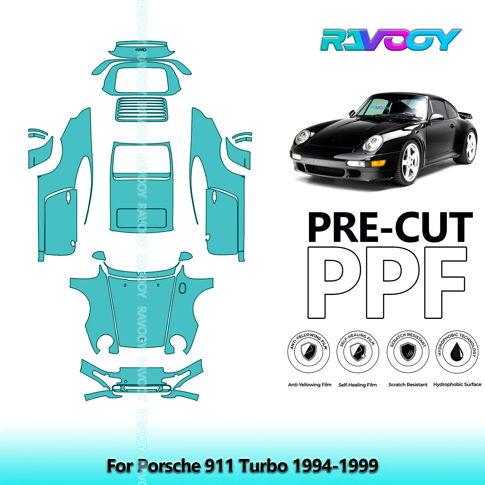 8.5Mil Precut PPF Paint Protection Film Full Vehicle Clear Bra For Porsche 911 Turbo 1994-1999
8.5Mil Precut PPF Paint Protection Film Full Vehicle Clear Bra For Porsche 911 Turbo 1994-1999