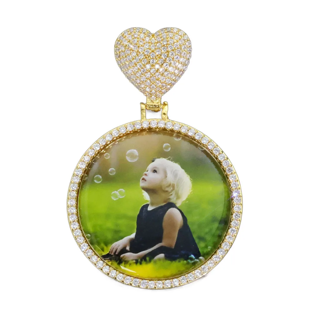 Photo Necklace Pendant Heart Shaped Bail Medal with Tennis Chain 5A Zircon Brass Sparkling Custom Picture Jewelry Memory Gift
Photo Necklace Pendant Heart Shaped Bail Medal with Tennis Chain 5A Zircon Brass Sparkling Custom Picture Jewelry Memory Gift