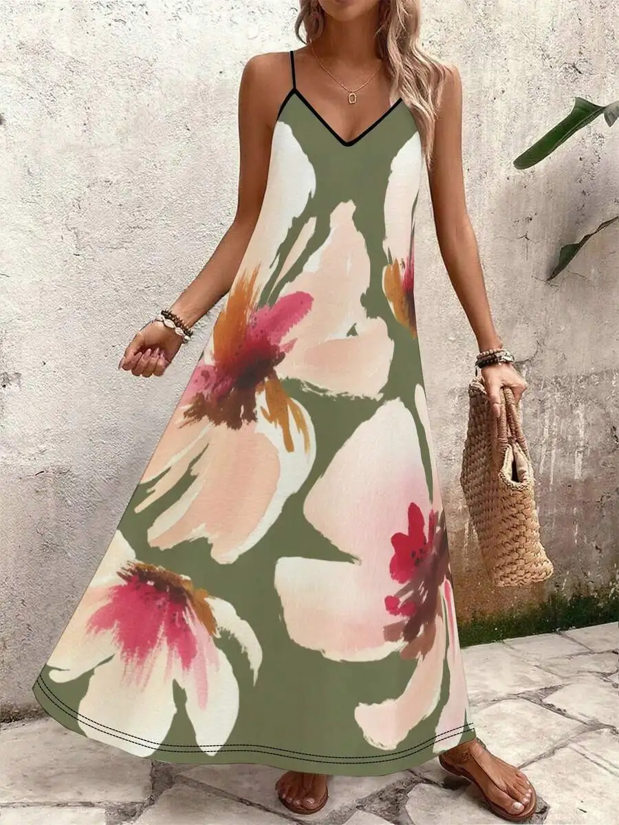 Womens V-Neck Sleeveless Floral Print Slip Dress For Summer Casual Wear
Womens V-Neck Sleeveless Floral Print Slip Dress For Summer Casual Wear
