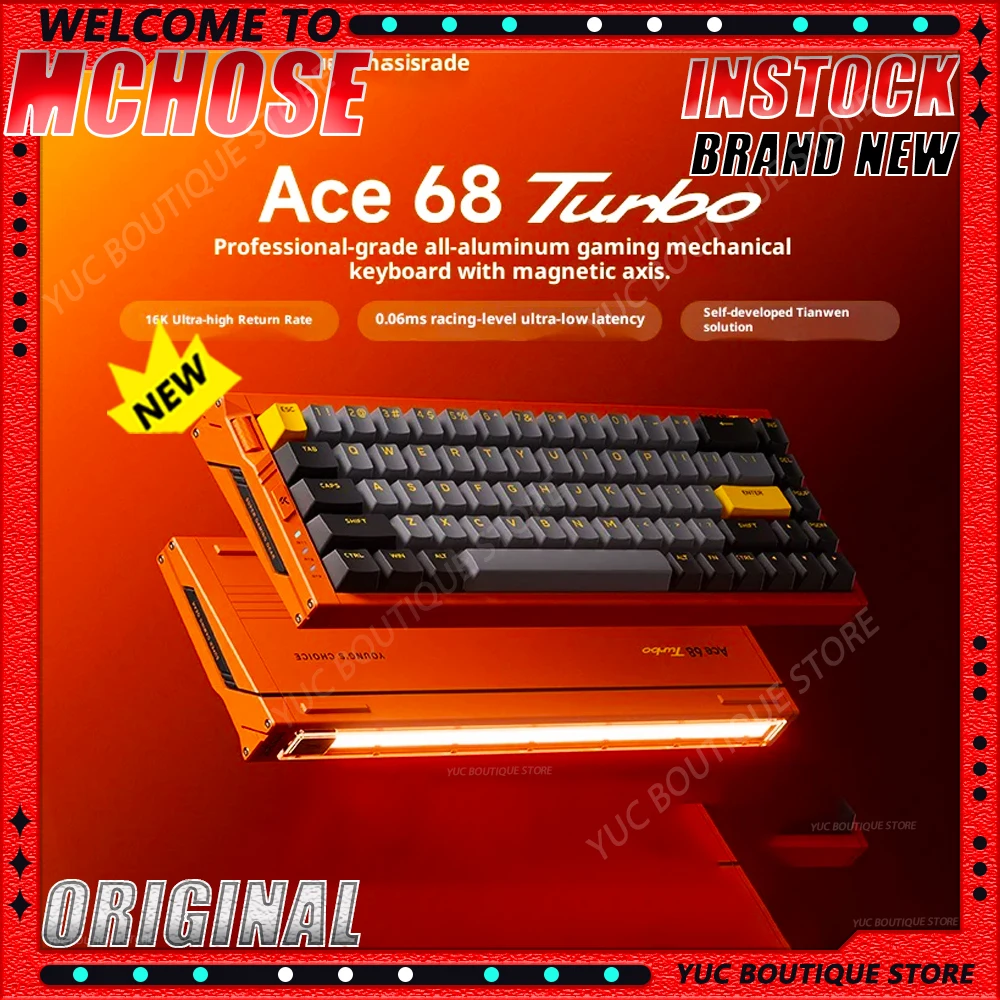 NEW MCHOSE Ace 68 Turbo Aluminium Alloy Magnetic Gaming Keyboard Switch Keyboard 16K E-sport Custom 0.001mm Low Delay Ergonomics
NEW MCHOSE Ace 68 Turbo Aluminium Alloy Magnetic Gaming Keyboard Switch Keyboard 16K E-sport Custom 0.001mm Low Delay Ergonomics