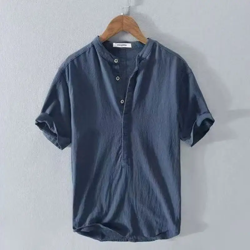 High-quality cotton linen short-sleeved T-shirt, large size, retro Chinese style stand-up collar, cotton and linen loose top
High-quality cotton linen short-sleeved T-shirt, large size, retro Chinese style stand-up collar, cotton and linen loose top