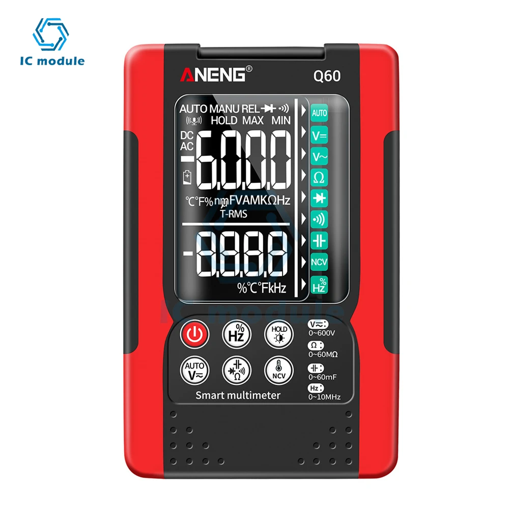 Q60 High Precision Digital Multimeter with NCV Induction 0-600V 10Mhz Resistance Measurement Flashlight Function 
Q60 High Precision Digital Multimeter with NCV Induction 0-600V 10Mhz Resistance Measurement Flashlight Function