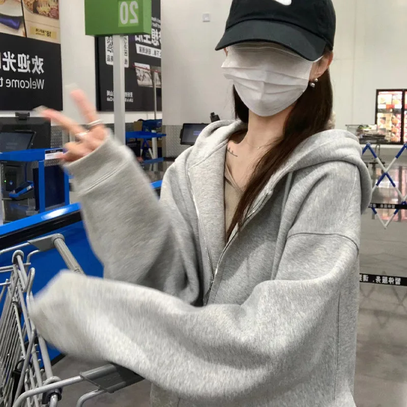 Women Solid Zip Up Hooded Sweatshirts Harajuku Loose Solid Color Basic Korean Fashion Hooded Cardigans Female New Hoodies Women
Women Solid Zip Up Hooded Sweatshirts Harajuku Loose Solid Color Basic Korean Fashion Hooded Cardigans Female New Hoodies Women