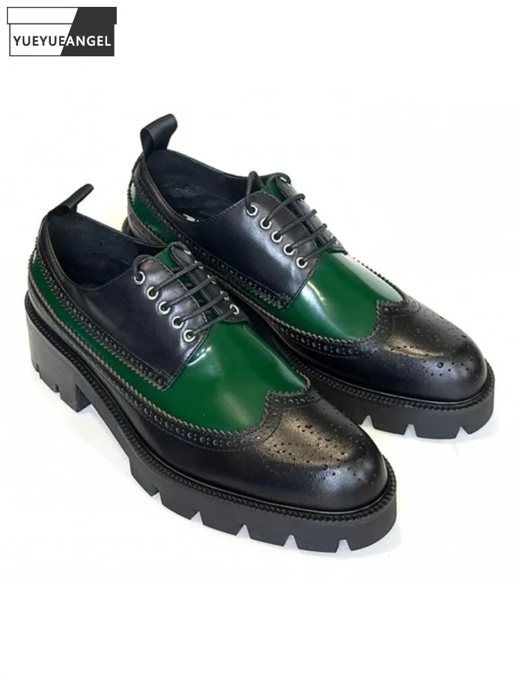 Мужские деловые туфли из натуральной воловьей кожи, деловые официальные туфли смешанных цветов, броги на шнуровке, классические туфли на толстой платформе для осени
Мужские деловые туфли из натуральной воловьей кожи, деловые официальные туфли смешанных цветов, броги на шнуровке, классические туфли на толстой платформе для осени