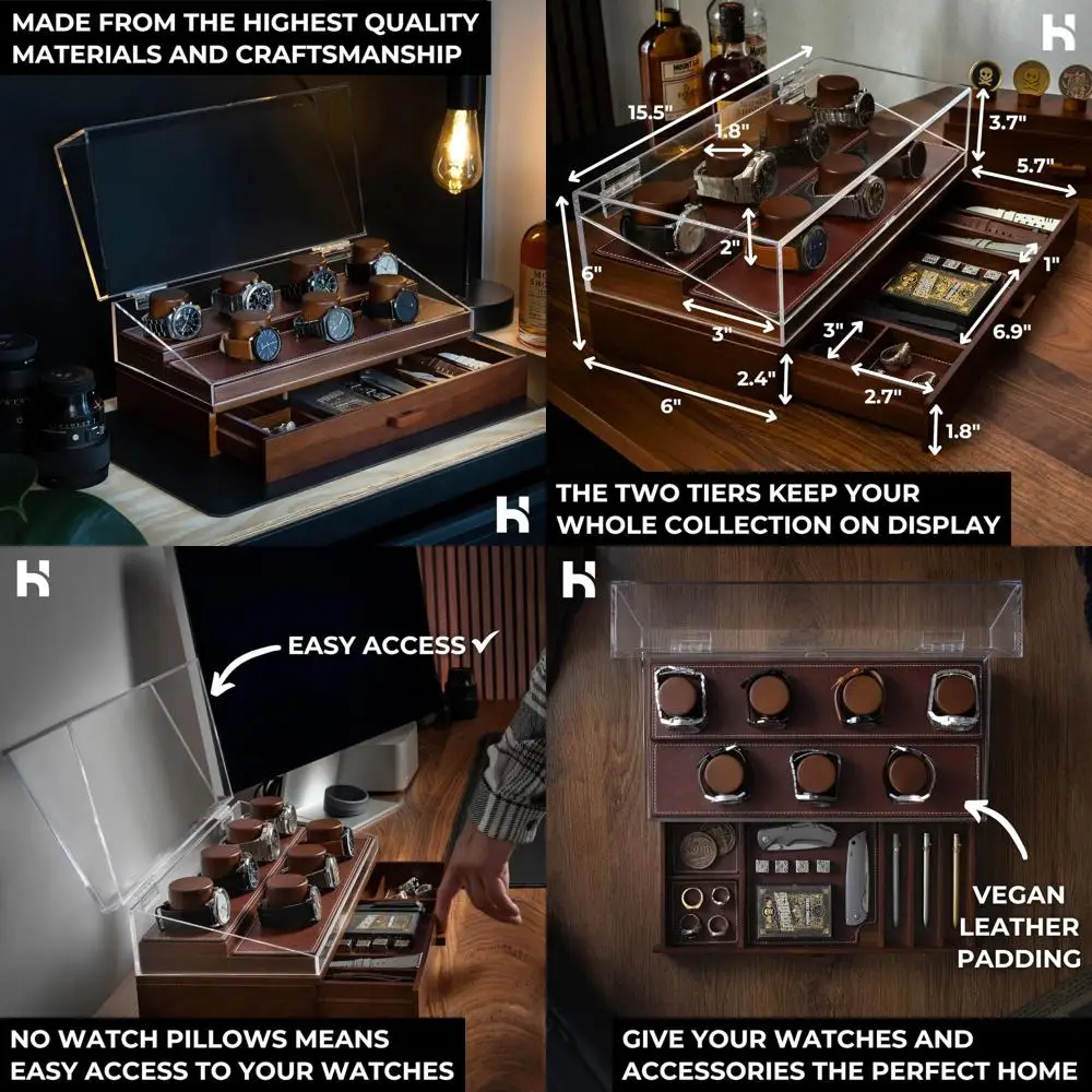 Элегантная большая деревянная шкатулка для часов для мужчин — с откидной крышкой, кожаным внутренним покрытием и премиальной подставкой для демонстрации — идеальный подарок на День святого Валентина
Элегантная большая деревянная шкатулка для часов для мужчин — с откидной крышкой, кожаным внутренним покрытием и премиальной подставкой для демонстрации — идеальный подарок на День святого Валентина