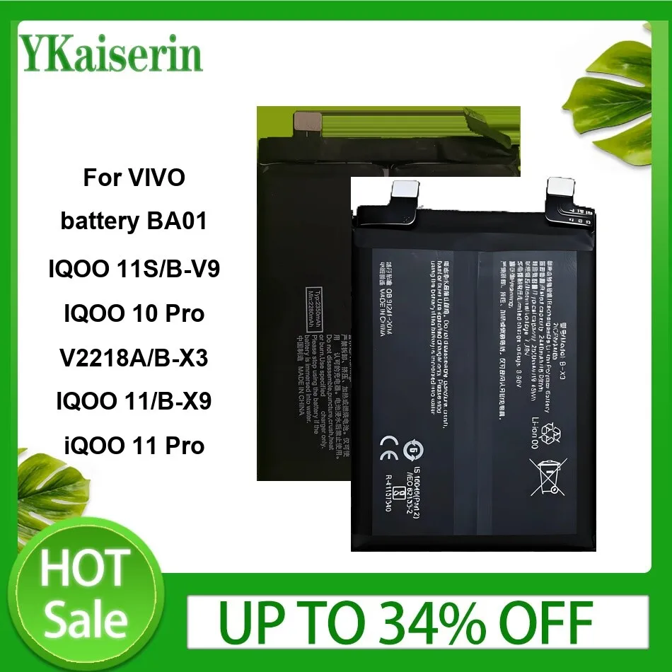 BA01 B-V9 B-X3 B-X9 Battery For VIVO IQOO 11S 11 11Pro 10 Pro V2218A Portable Mobile Phone Batteries Warranty 2250Mah-2350Mah
BA01 B-V9 B-X3 B-X9 Battery For VIVO IQOO 11S 11 11Pro 10 Pro V2218A Portable Mobile Phone Batteries Warranty 2250Mah-2350Mah