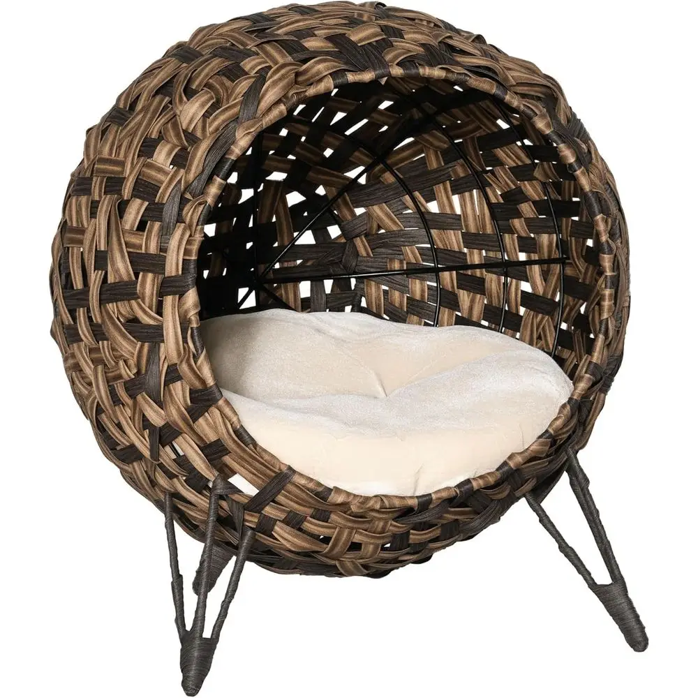 Elevated Woven Banana Leaf Cat House with Cushion, Brown
Elevated Woven Banana Leaf Cat House with Cushion, Brown
