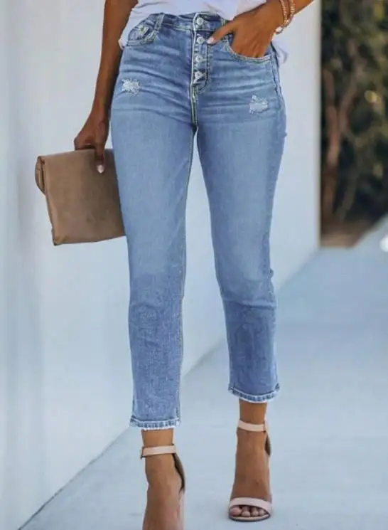 2026 New Fashion Casual Elegant Denim Pants for Women with Flared Buttons Tight Fitting Multi Colored Cropped Pants
2026 New Fashion Casual Elegant Denim Pants for Women with Flared Buttons Tight Fitting Multi Colored Cropped Pants