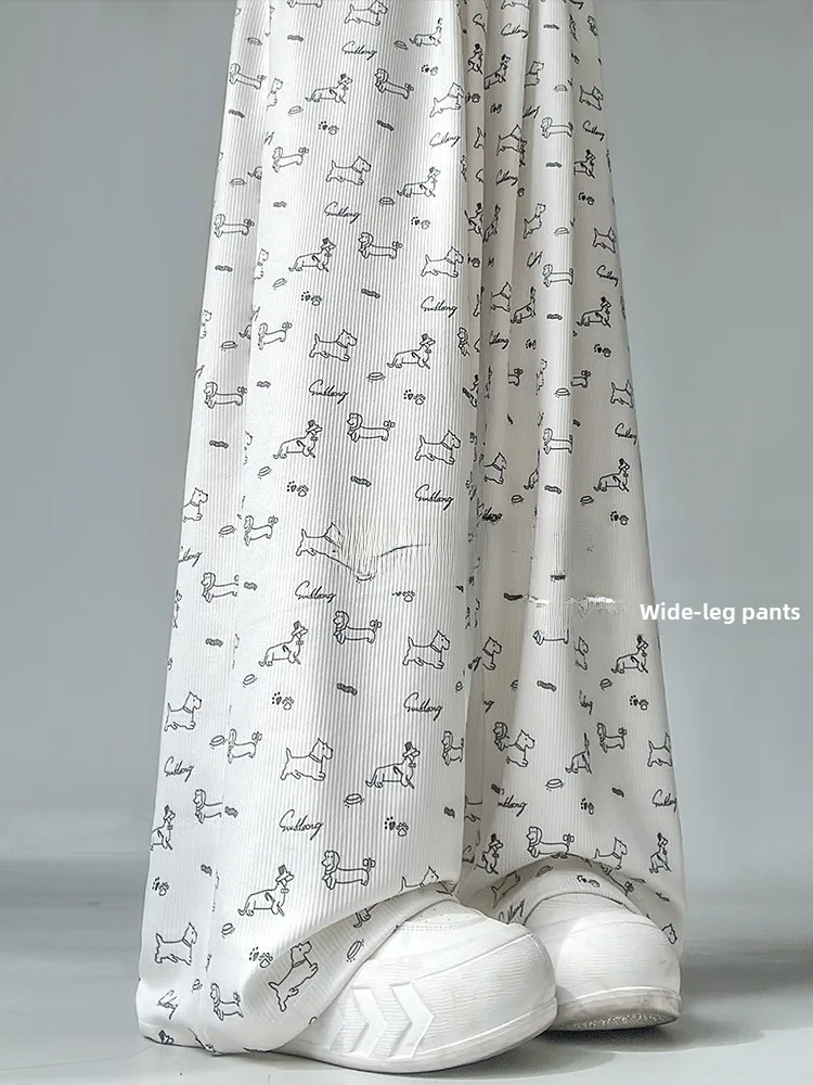 Ice Silk Quick Dry Wide Leg Pants Women Summer Loose High Waist Drapey Dog Print Lazy Style Straight Leg Pants Casual Trousers
Ice Silk Quick Dry Wide Leg Pants Women Summer Loose High Waist Drapey Dog Print Lazy Style Straight Leg Pants Casual Trousers