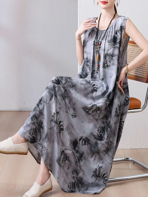 Elegant Mommy Style Knee-Length Floral Print Casual Cotton Silk Dress for Middle-Aged And Elderly Women Summer Comfortable Dress
Elegant Mommy Style Knee-Length Floral Print Casual Cotton Silk Dress for Middle-Aged And Elderly Women Summer Comfortable Dress