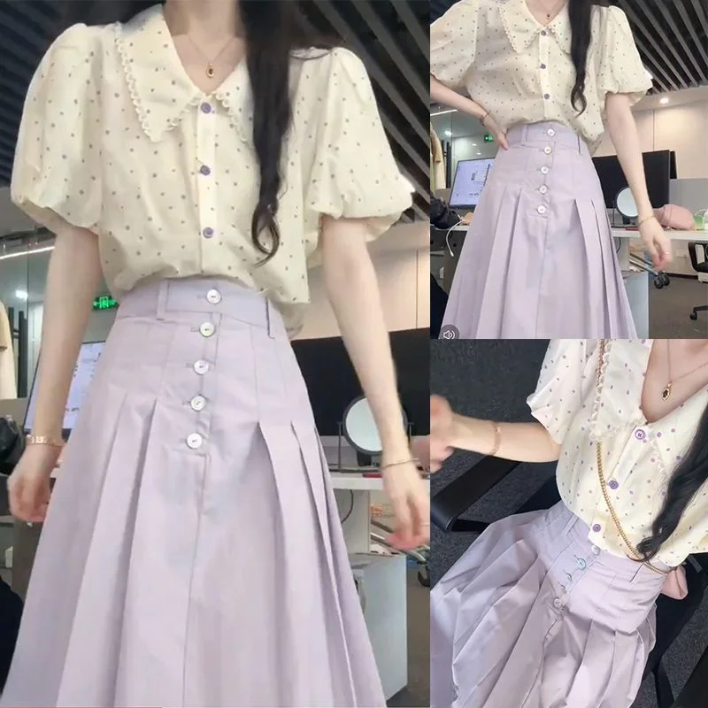 Summer Fashion Polka Dot Design Slimming Two-Piece Set Women's Gingham Skirt Design Top And Skirt Combo Elegant Age-Defying
Summer Fashion Polka Dot Design Slimming Two-Piece Set Women's Gingham Skirt Design Top And Skirt Combo Elegant Age-Defying