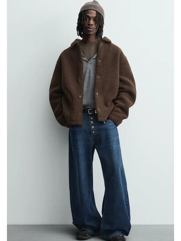Casual Loose irt Collar Fce Effect Jaet Men's Faion Autumn New Sle Warm Polyester Fiber Long Sve Button down Coat
Casual Loose irt Collar Fce Effect Jaet Men's Faion Autumn New Sle Warm Polyester Fiber Long Sve Button down Coat