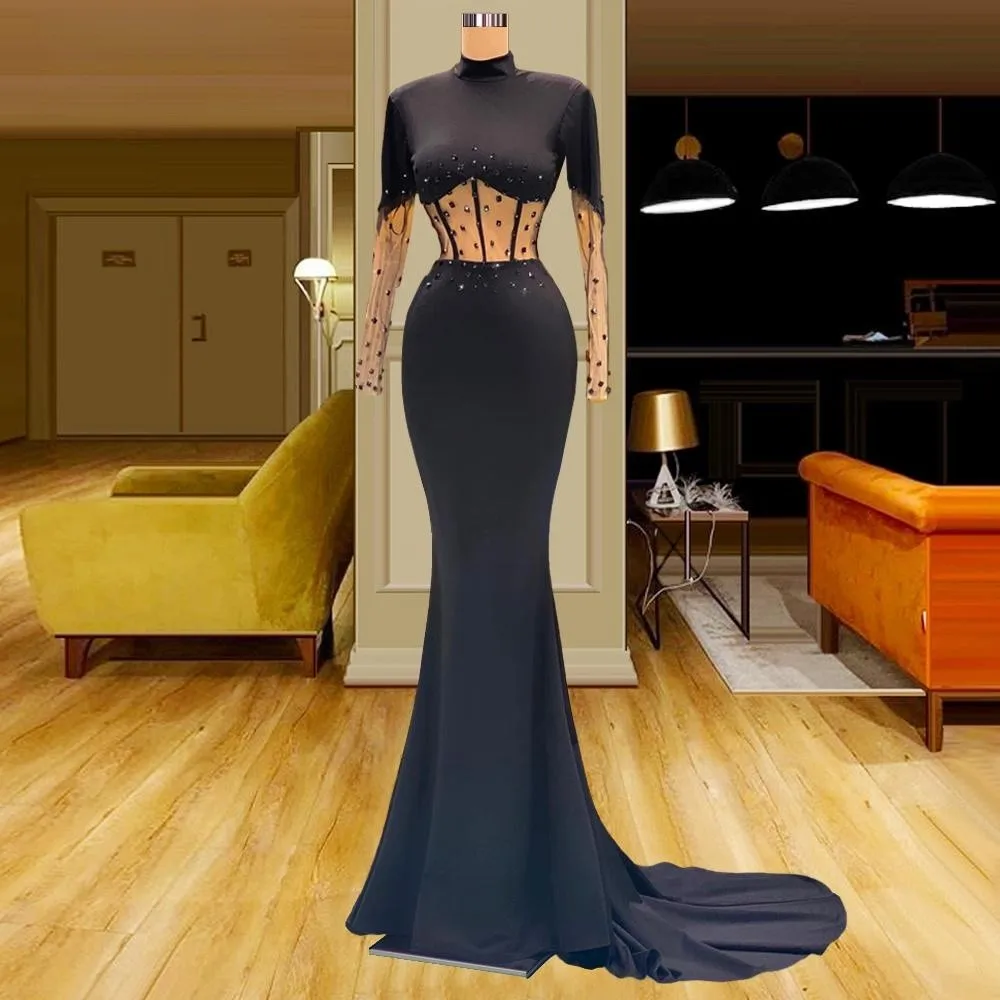 Black Prom Dresses Long Sleeves Crystals Prom Gown Saudi Arabia Dubai Black Girls Evening Dresses Robe De Soiree Customized
Black Prom Dresses Long Sleeves Crystals Prom Gown Saudi Arabia Dubai Black Girls Evening Dresses Robe De Soiree Customized