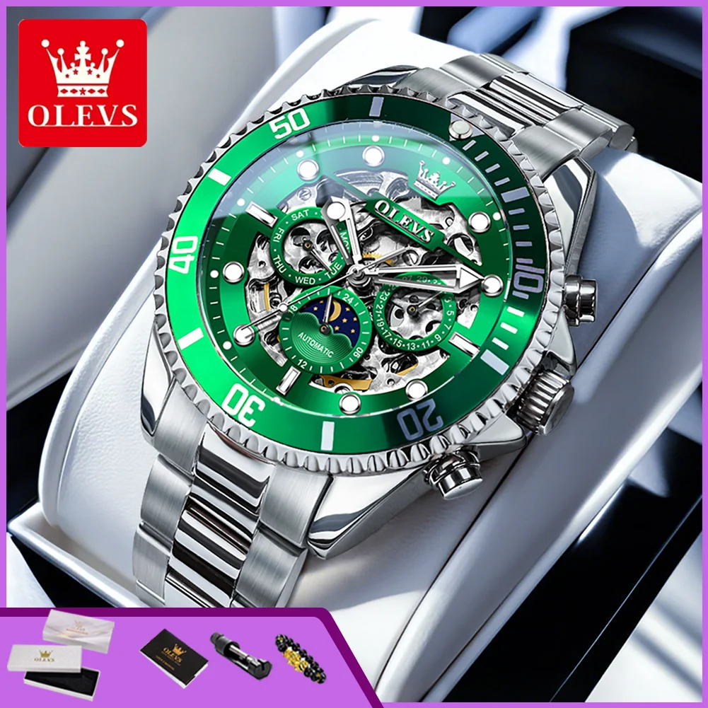 OLEVS 6715 Hollow Moon Phase Automatic Men's Watches Stainless Steel Waterproof Luminous Luxury Business Mechanical Man Watch
OLEVS 6715 Hollow Moon Phase Automatic Men's Watches Stainless Steel Waterproof Luminous Luxury Business Mechanical Man Watch