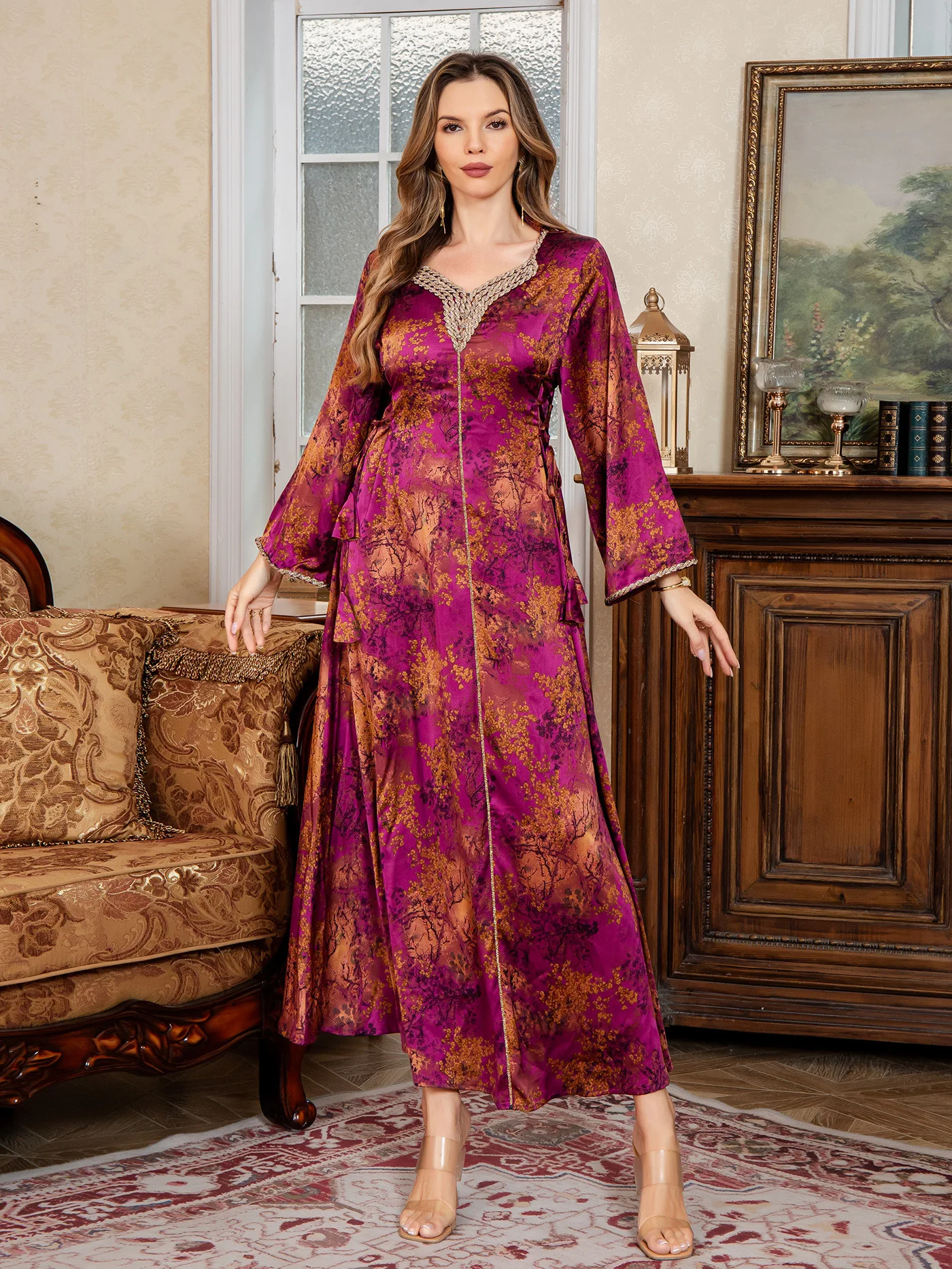 2025 Muslim Printed Abaya Elegant Fashion Middle Eastern Evening Dress Satin Abaya Saudi Dubai Jalabiya Ramadan Kaftan Long Robe
2025 Muslim Printed Abaya Elegant Fashion Middle Eastern Evening Dress Satin Abaya Saudi Dubai Jalabiya Ramadan Kaftan Long Robe