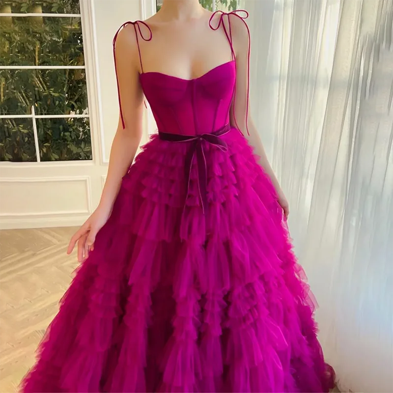 Evening Dress 2024 Spaghetti Strap فساتين السهرة Multilayer Tulle A-line Prom Dress For Gala vestidos de fiesta Customized
Evening Dress 2024 Spaghetti Strap فساتين السهرة Multilayer Tulle A-line Prom Dress For Gala vestidos de fiesta Customized