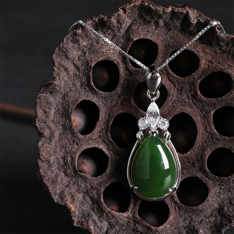 Hetian Jade Pendant Certificate of Authenticity 925 Water Drop Jasper Vintage Ethnic Style Silver Jewelry Pendant Necklace
Hetian Jade Pendant Certificate of Authenticity 925 Water Drop Jasper Vintage Ethnic Style Silver Jewelry Pendant Necklace