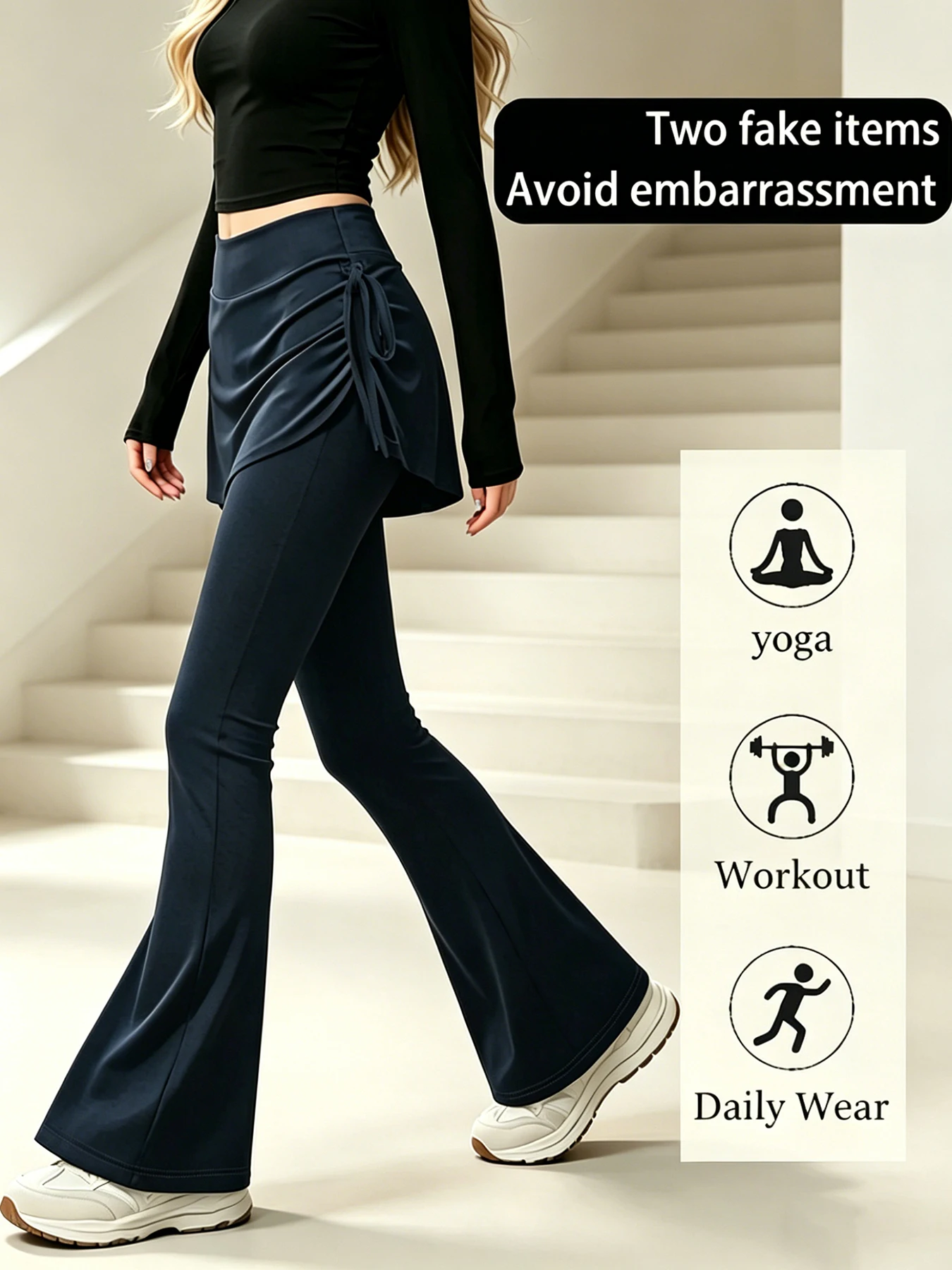 Fake Two-piece High Waist Micro Flare Pants Hip Cover Skirt Breathable Anti-embarrassment For Fitness Dance Running
Fake Two-piece High Waist Micro Flare Pants Hip Cover Skirt Breathable Anti-embarrassment For Fitness Dance Running