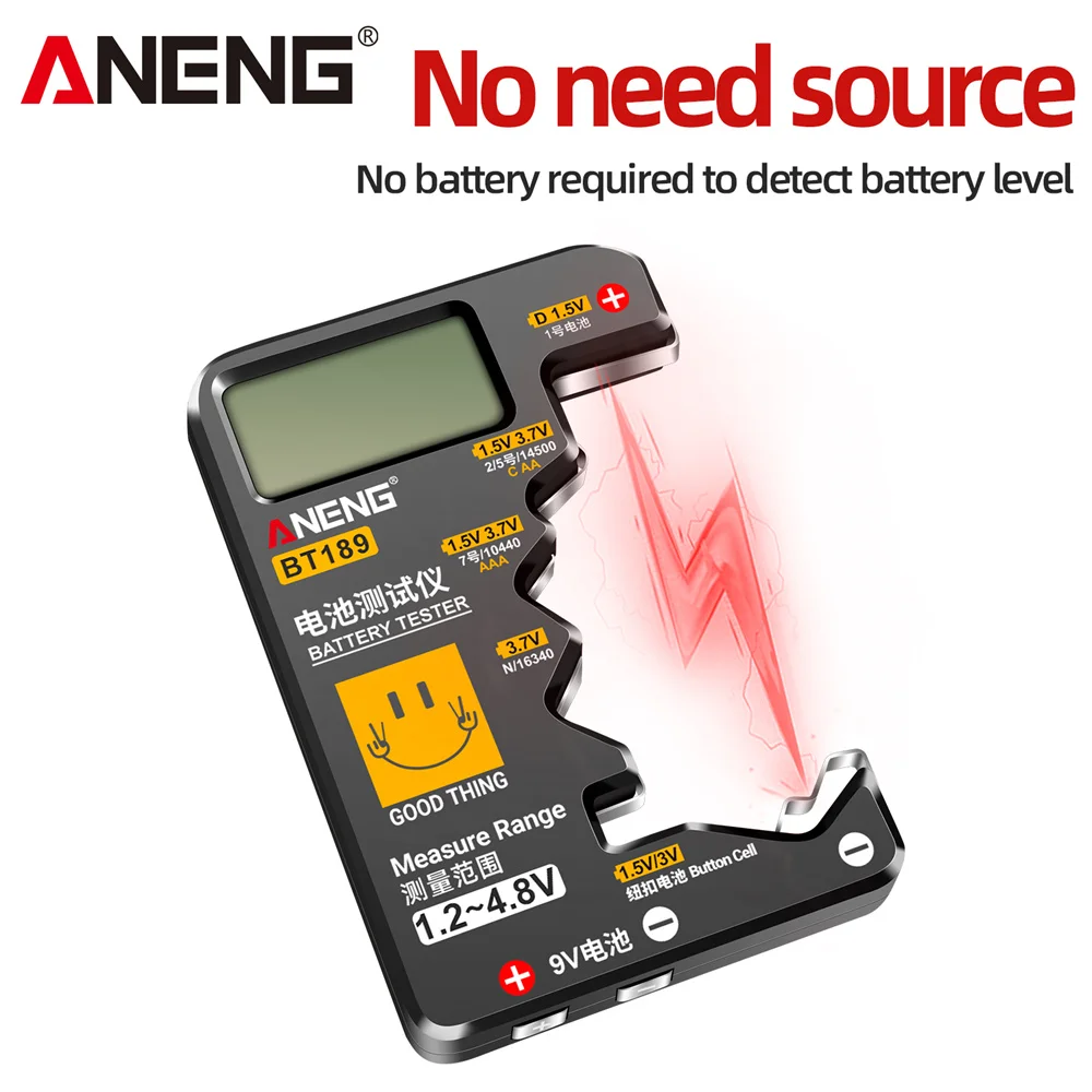Batteries Tester Digital Capacity Universal Button For C,AA,AAA,D,N,9V 6F22 Cell Batteries Checker ANENG BT189 Electric Tools
Batteries Tester Digital Capacity Universal Button For C,AA,AAA,D,N,9V 6F22 Cell Batteries Checker ANENG BT189 Electric Tools