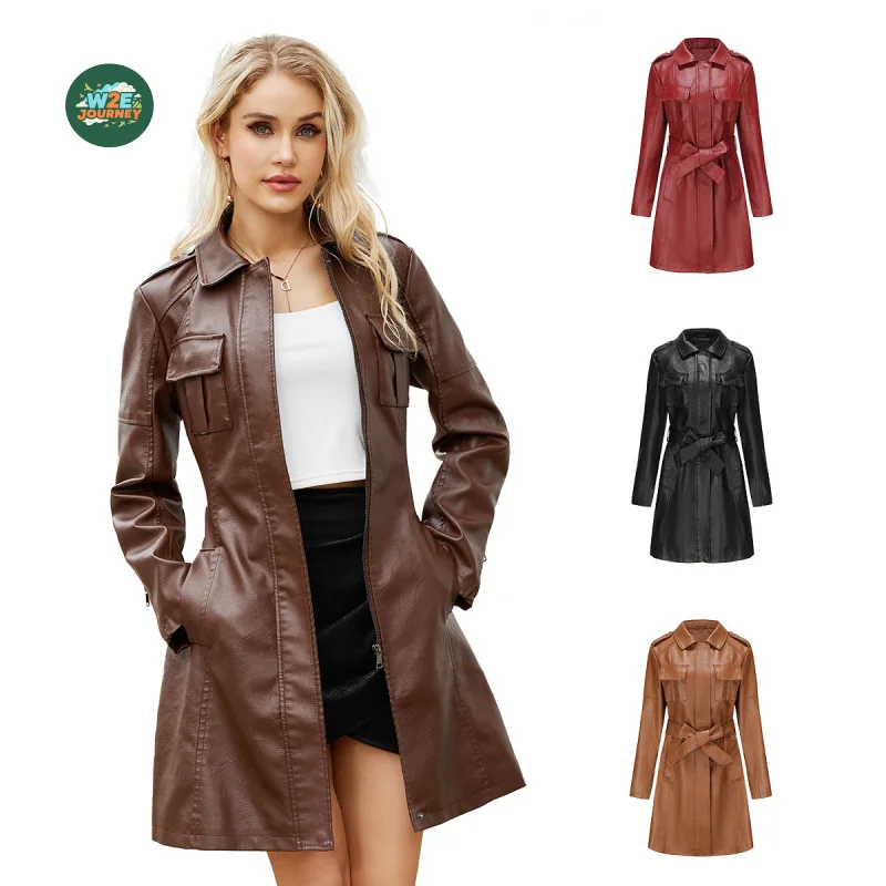 W2EJOURNEY EU US Size Luxury Quality Women PU Leather Coat Jacket Aumtum Winter Mid-Length Leather Coat with Belt
W2EJOURNEY EU US Size Luxury Quality Women PU Leather Coat Jacket Aumtum Winter Mid-Length Leather Coat with Belt