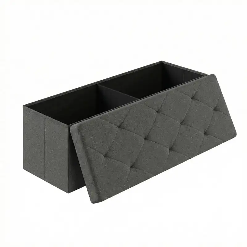 43 Inch Folding Ottoman With Storage Bench, Bedside Storage Bench With Linen Top Cover and Cushion
43 Inch Folding Ottoman With Storage Bench, Bedside Storage Bench With Linen Top Cover and Cushion