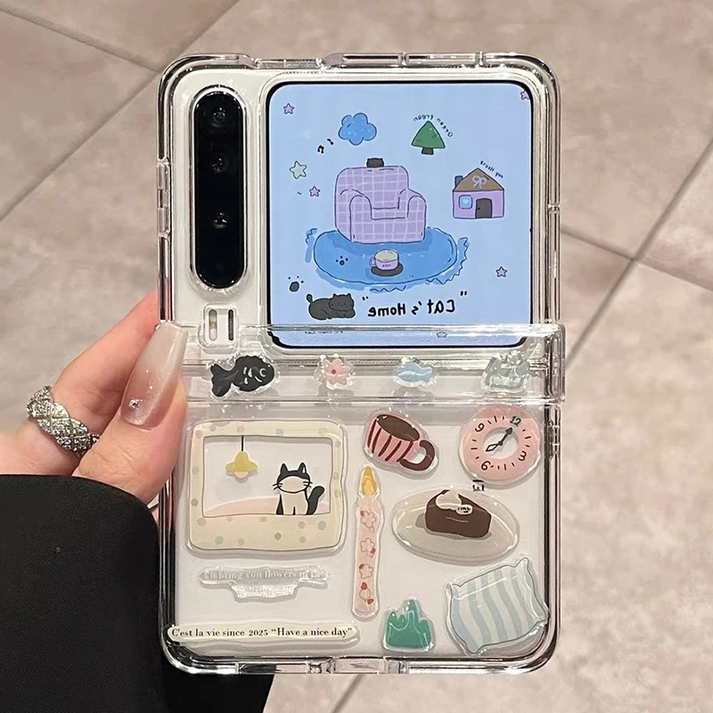 Z Flip7 Phone Case Cute Cat Stickers Transparent Soft Cover For Samsung Z Flip7 Zflip6 Zflip5 Xiaomi Mix Flip Case Girly Kawaii
Z Flip7 Phone Case Cute Cat Stickers Transparent Soft Cover For Samsung Z Flip7 Zflip6 Zflip5 Xiaomi Mix Flip Case Girly Kawaii