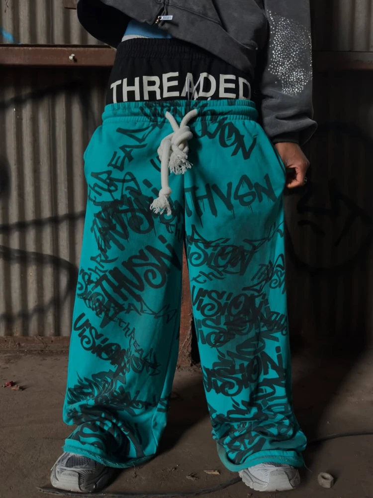 2025 new popular printed wide leg pants with spliced waistband casual campus trendy brand hip-hop pants, fluorescent color, ligh
2025 new popular printed wide leg pants with spliced waistband casual campus trendy brand hip-hop pants, fluorescent color, ligh