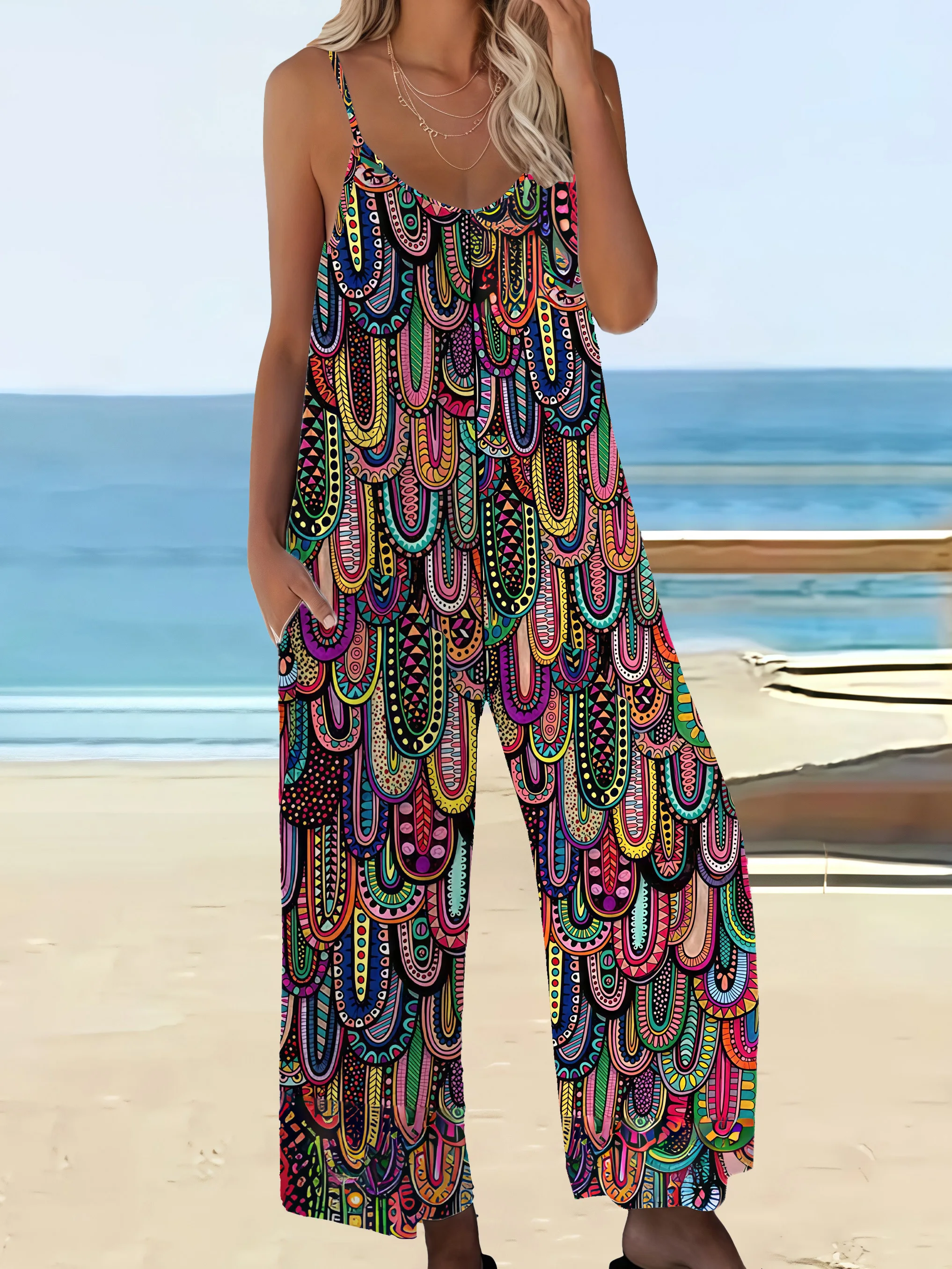 Boho Chic Leopard Print Jumpsuit for Women - Plus Size Loose Fit with Pockets, Elegant Summer Romper
Boho Chic Leopard Print Jumpsuit for Women - Plus Size Loose Fit with Pockets, Elegant Summer Romper