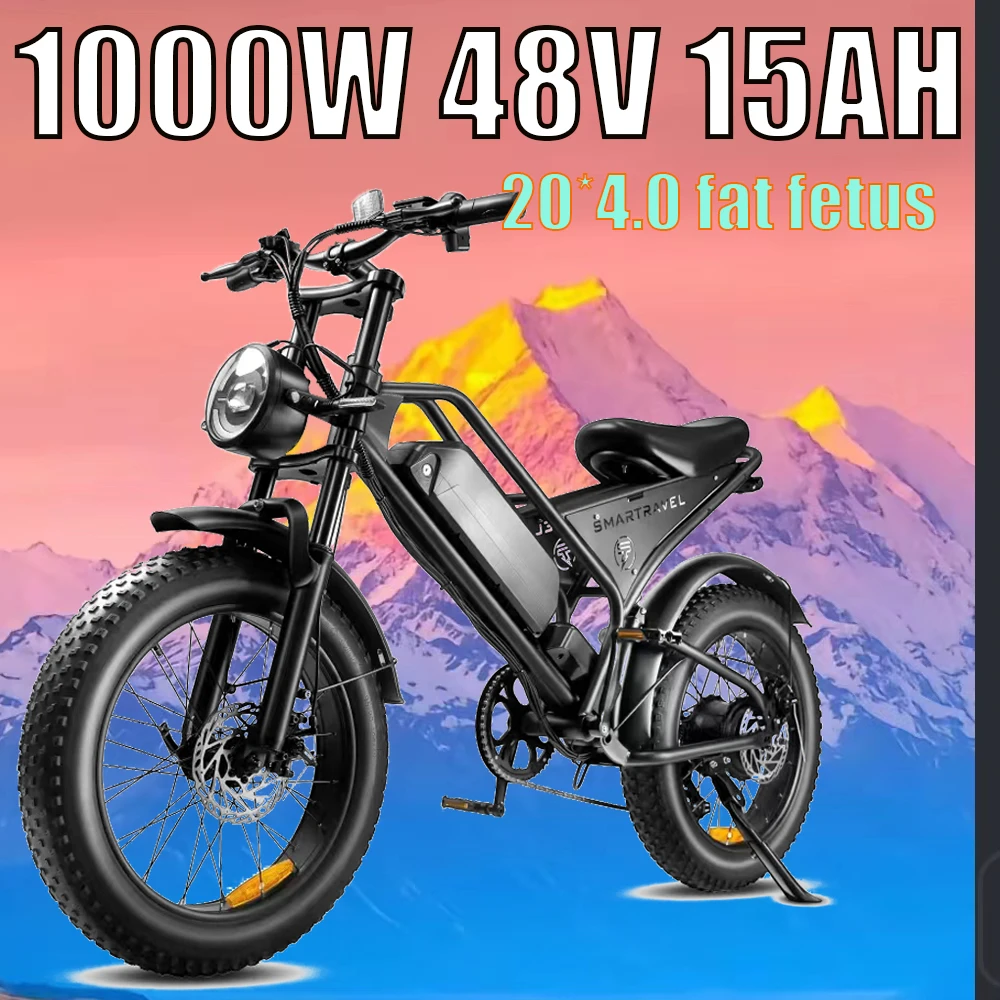 Mountain Electric bicycle 1000W Motor 48V15AH Lithium battery Motorcycle Style E-bicycle 20*4.0 Fat Tire Off-Road Electric Bike
Mountain Electric bicycle 1000W Motor 48V15AH Lithium battery Motorcycle Style E-bicycle 20*4.0 Fat Tire Off-Road Electric Bike
